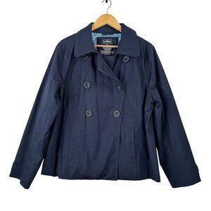 LL Bean Navy Blue Short Trench Coat navy nautical preppy sz XL